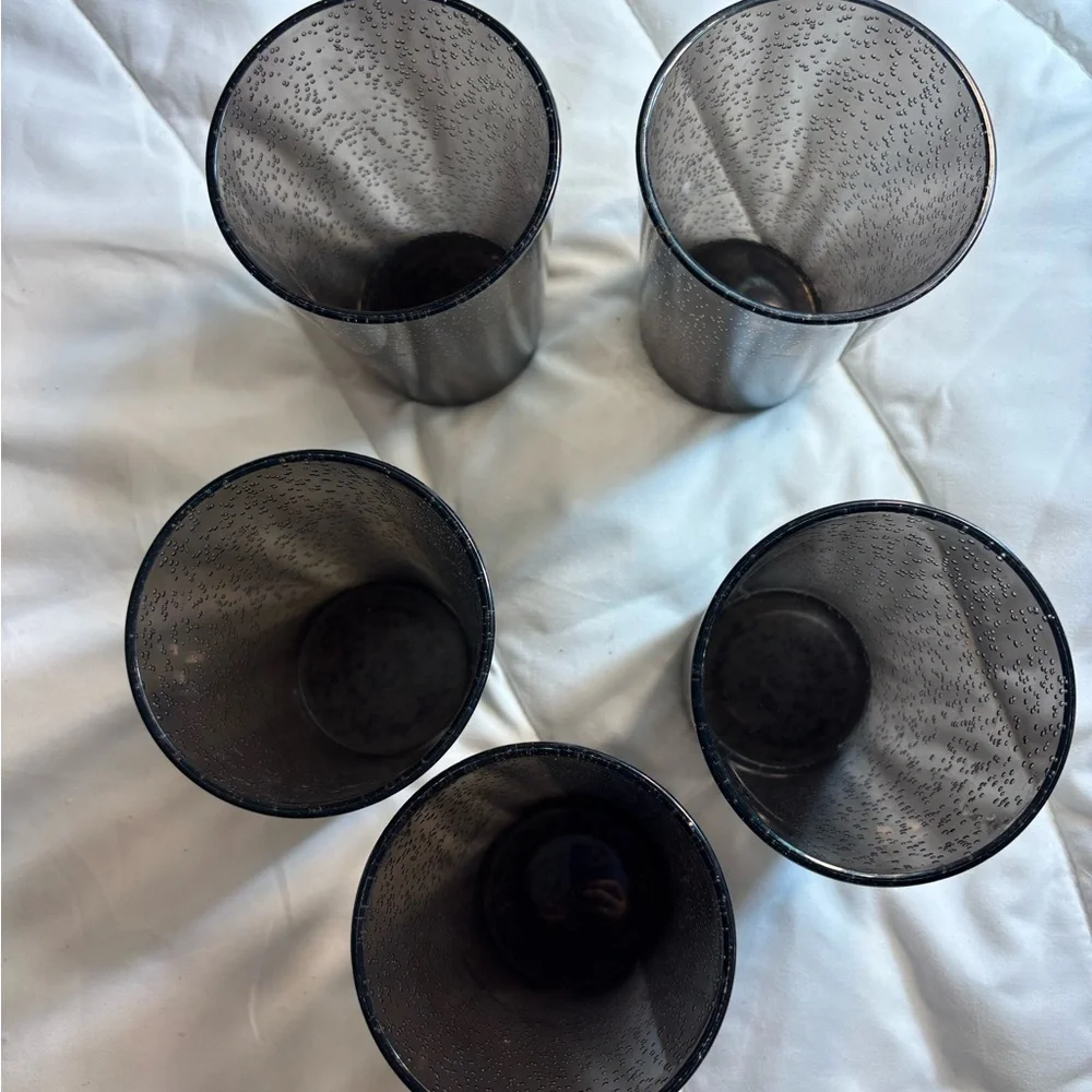 Set of 5 Black Speckled Glass Tumblers 5” - Picture 3 of 5